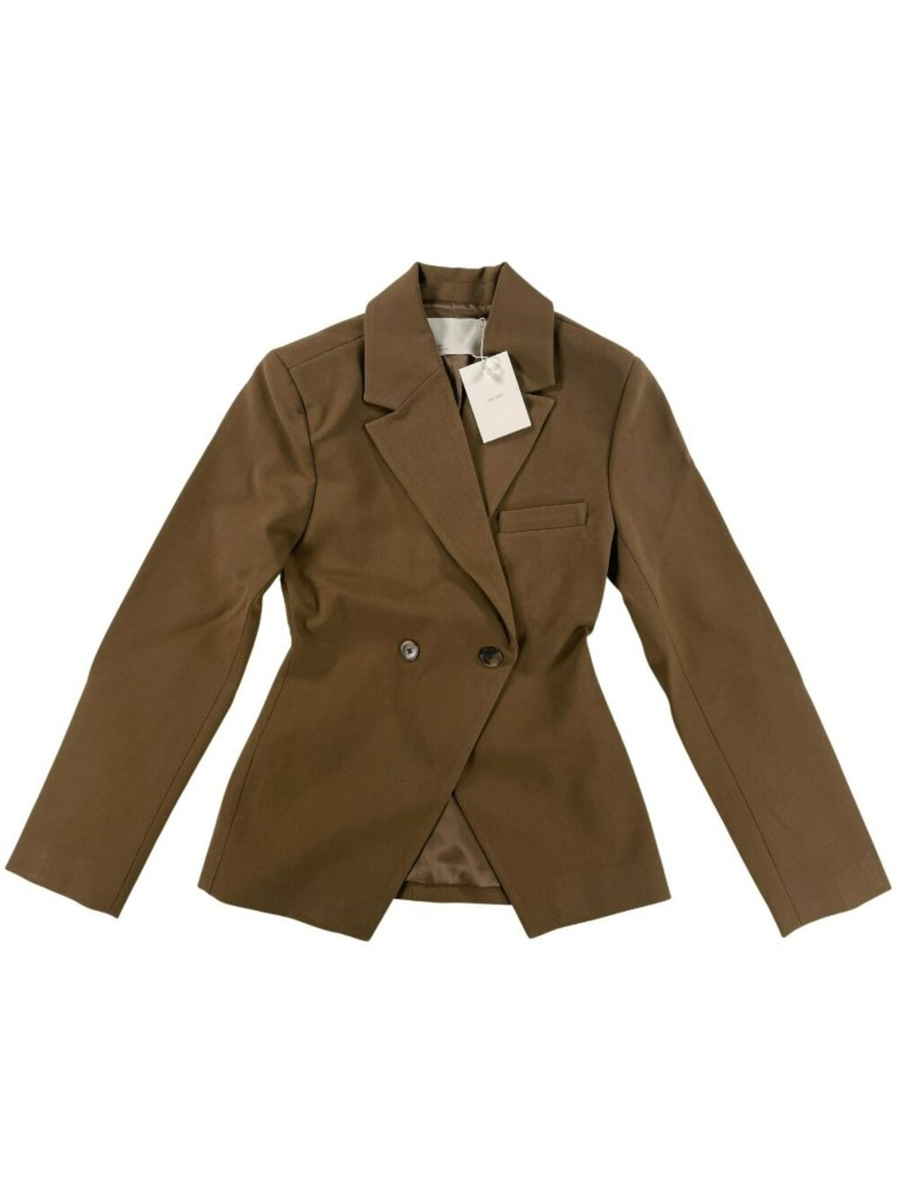 Oak + Fort Womens Double-Breasted Blazer Brown Polyester Blend Women's Sz XS NEW